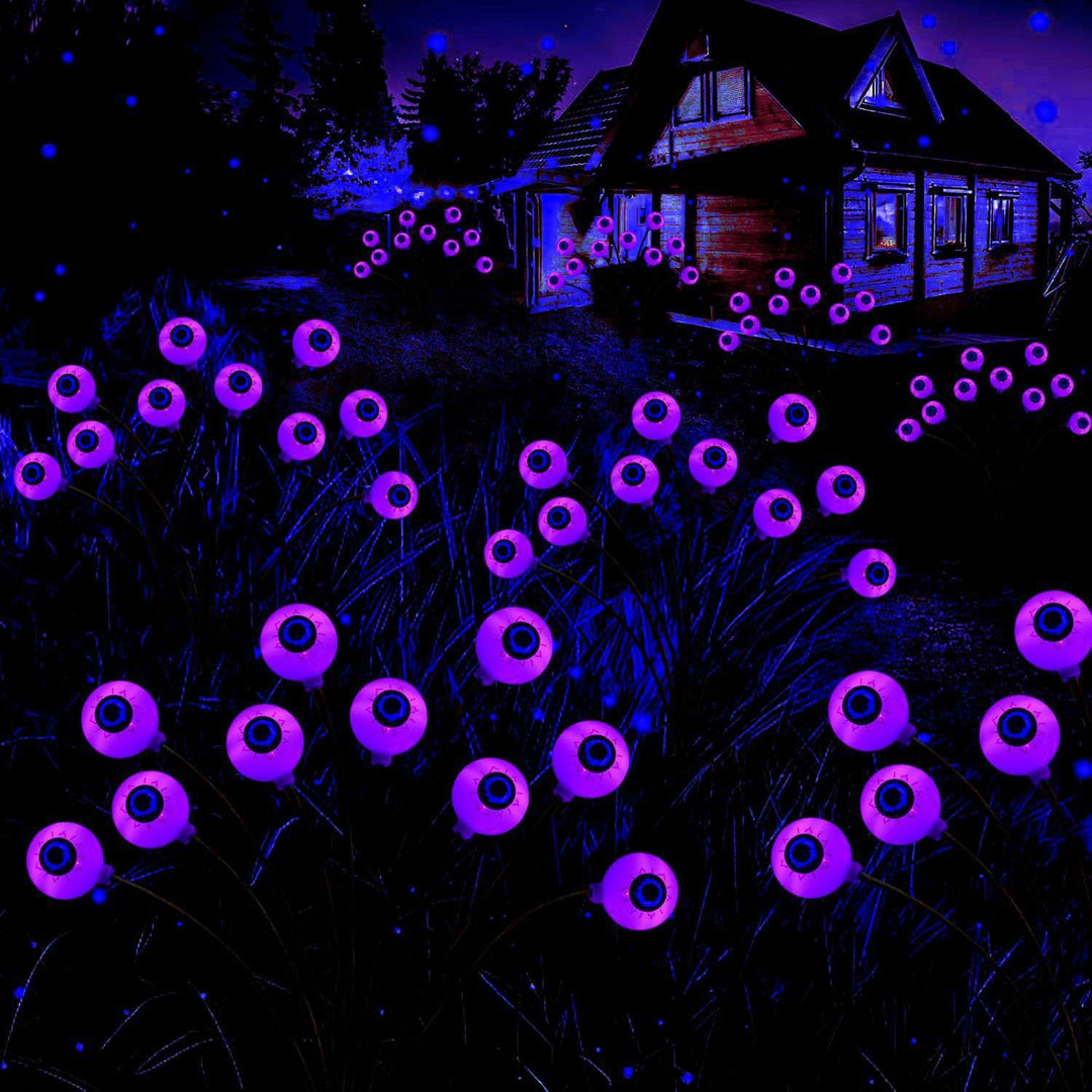 Glowing Eyeball Garden Stake Set With Solar LED And Flexible Stems Stornfield