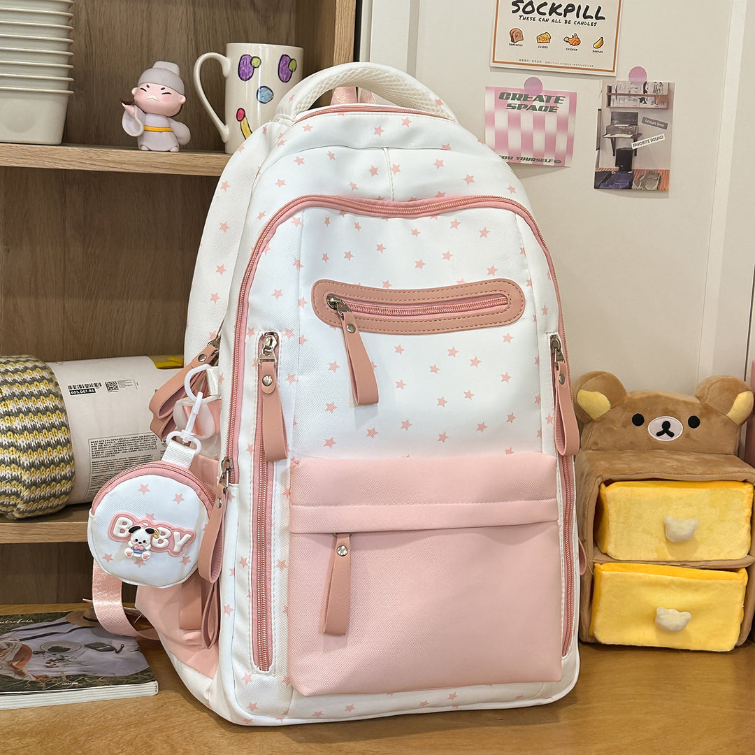 Backpack with Charming Star Applications and Practical Compartments Stornfield