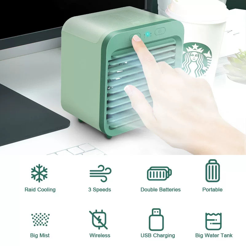 Unisex one size ultra-compact personal microclimate cooler cube for the desk with refillable water tank adjustable air guide vanes whisper-quiet USB-powered fan Stornfield