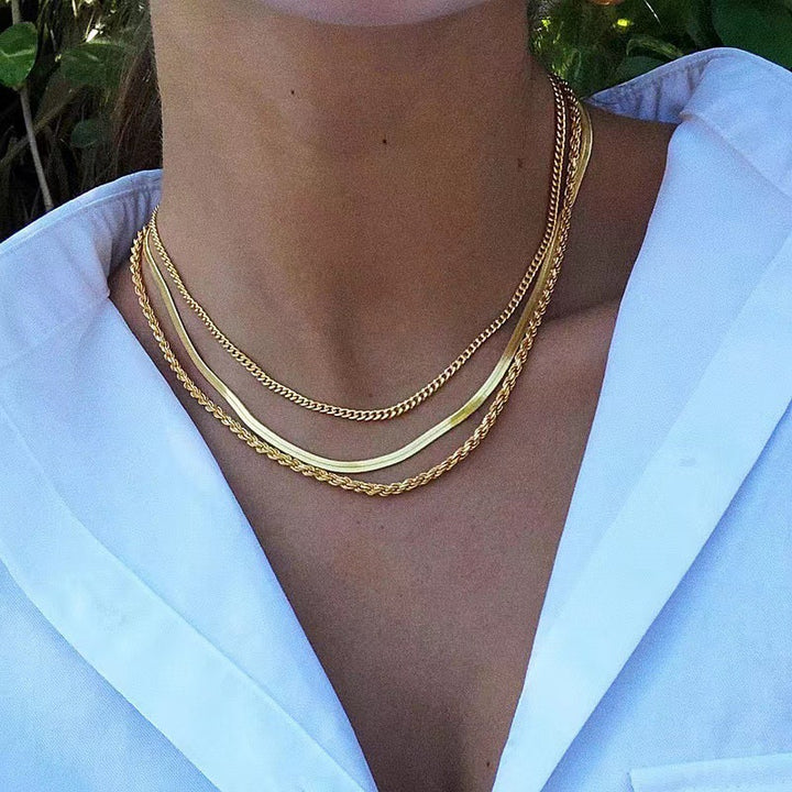 Layered Textured Chain Necklace Stornfield