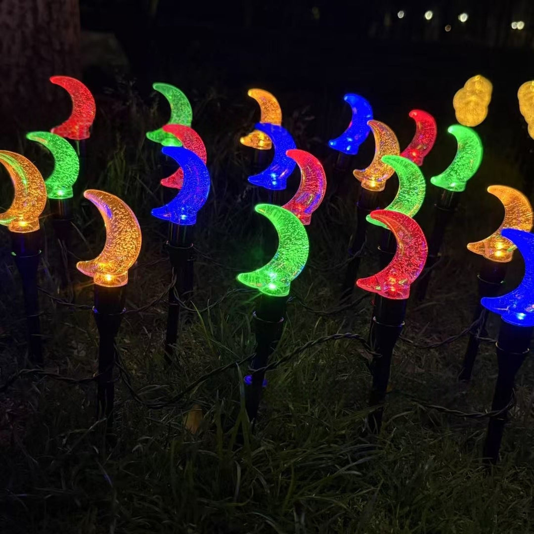 Crescent Moon Solar Garden Stake Lights With Textured Acrylic Diffuser And Warm White LED Stornfield