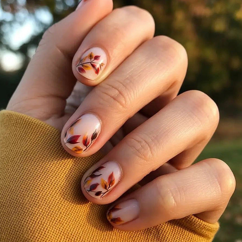 Artistic Autumn Leaf Press-On Nail Set Stornfield