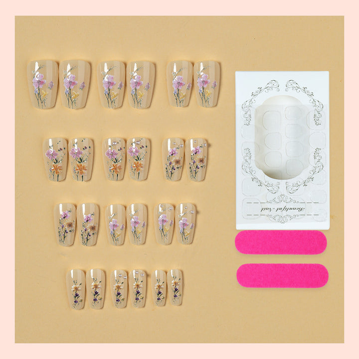 Artistic Floral Press-On Nails Set Stornfield