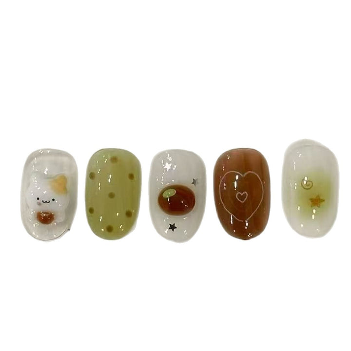 Whimsical Bunny-Themed Press-On Nail Art Set Stornfield