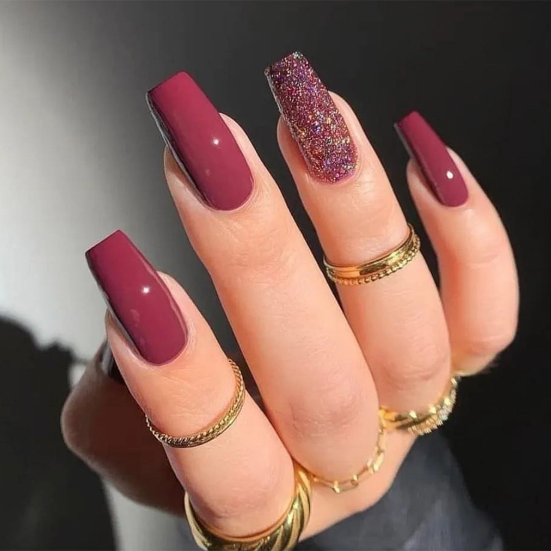 Decorative Press-On Nail Set with Glittered and Classic Designs Stornfield