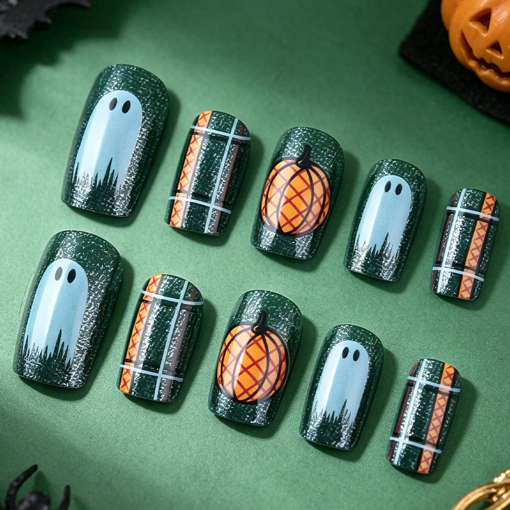 Pumpkin-Themed Press-On Nail Art Set Stornfield