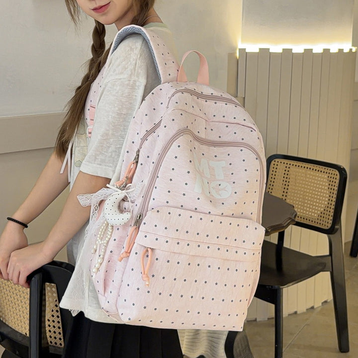 Stylish Polka Dot Printed Backpack Stornfield