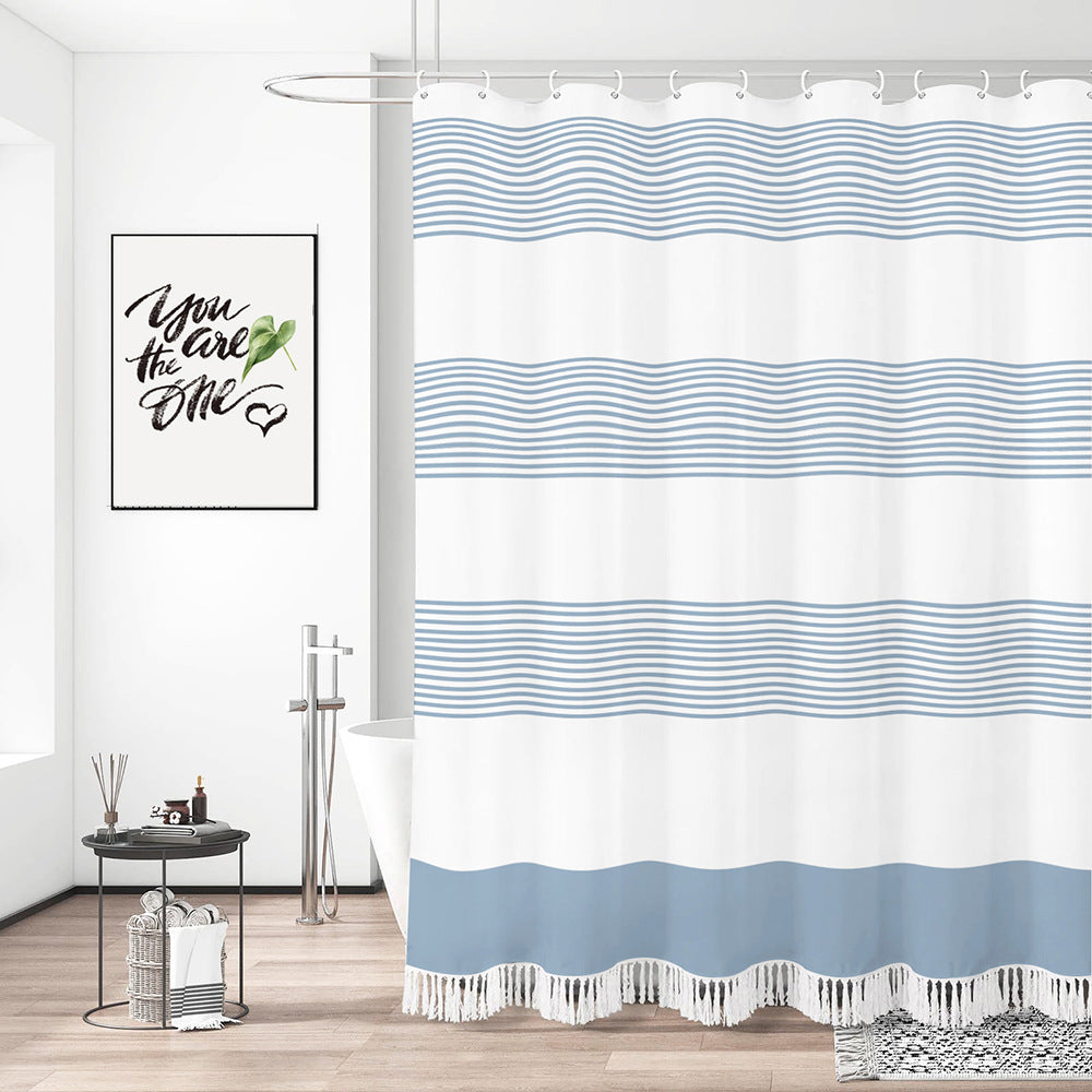 Coastal Wave Pattern Shower Curtain Stornfield