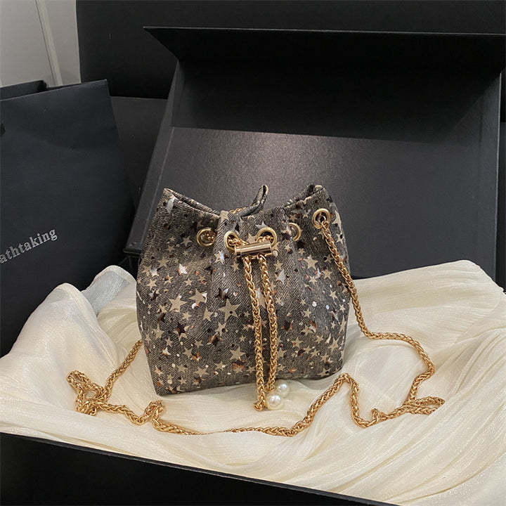 Star-Print Drawstring Handbag
