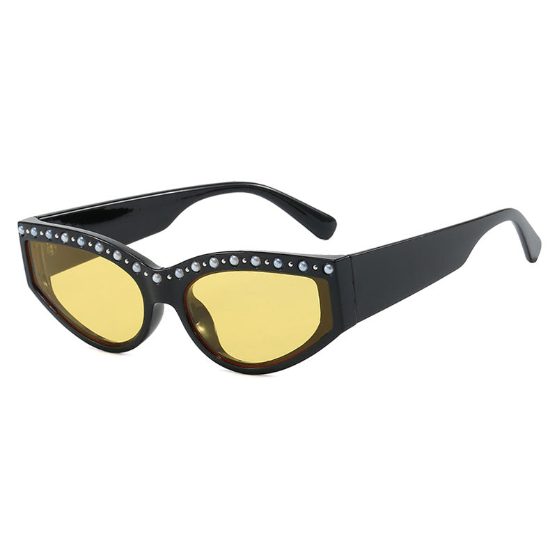 Women's Cat-Eye Sunglasses with Sparkling Rhinestone Accents and Animal Pattern Stornfield