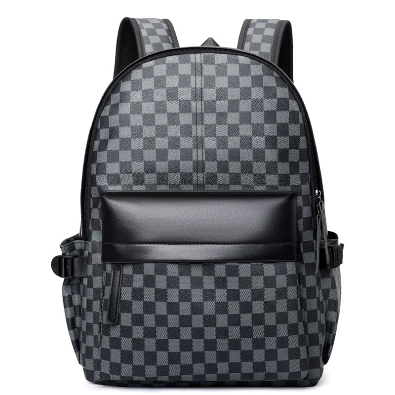 Stylish Checkerboard Pattern Backpack