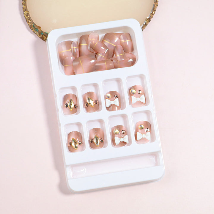 Decorative Press-On Nail Art Set with Bow Accents Stornfield