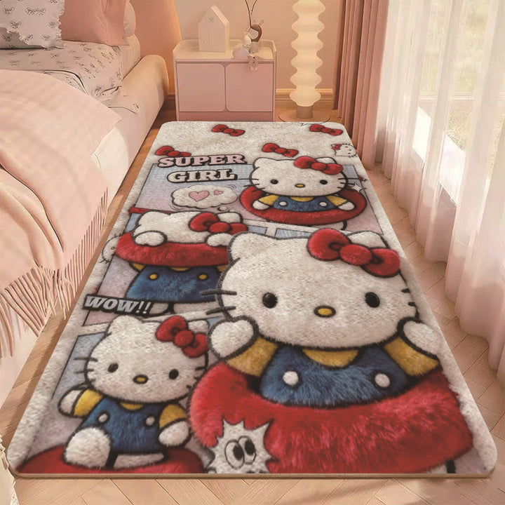 Cartoon-Themed Plush Floor Mat for Home