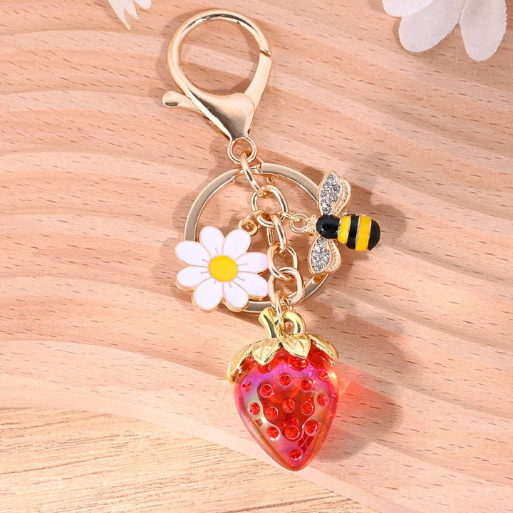 Keychain with Fruity Strawberry Design Stornfield
