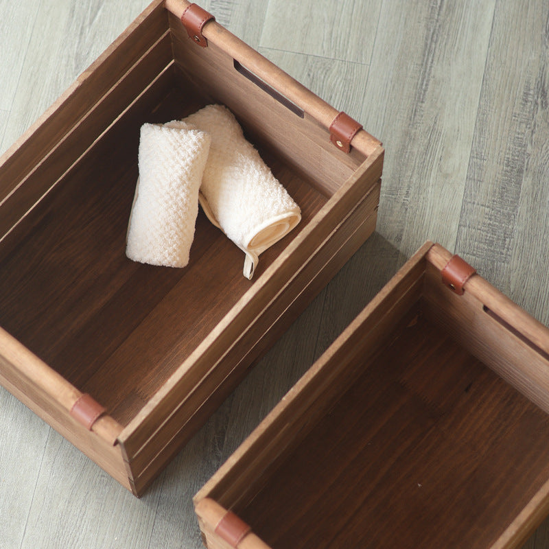 Elegant storage basket made of solid wood Stornfield