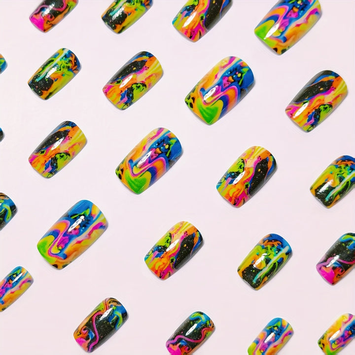 Artificial Nails In Dramatic Color Rush Stornfield