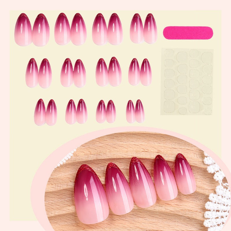 Artificial nail set with ombre design and glitter tips Stornfield
