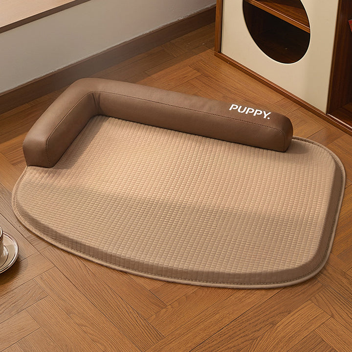Unisex nan orthopedic dog mat with memory foam and raised head cushion edge Stornfield