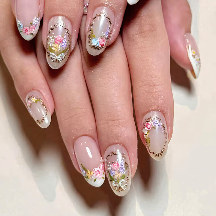 Decorative Press-On Nail Art Set with Floral Accents Stornfield 1790636675