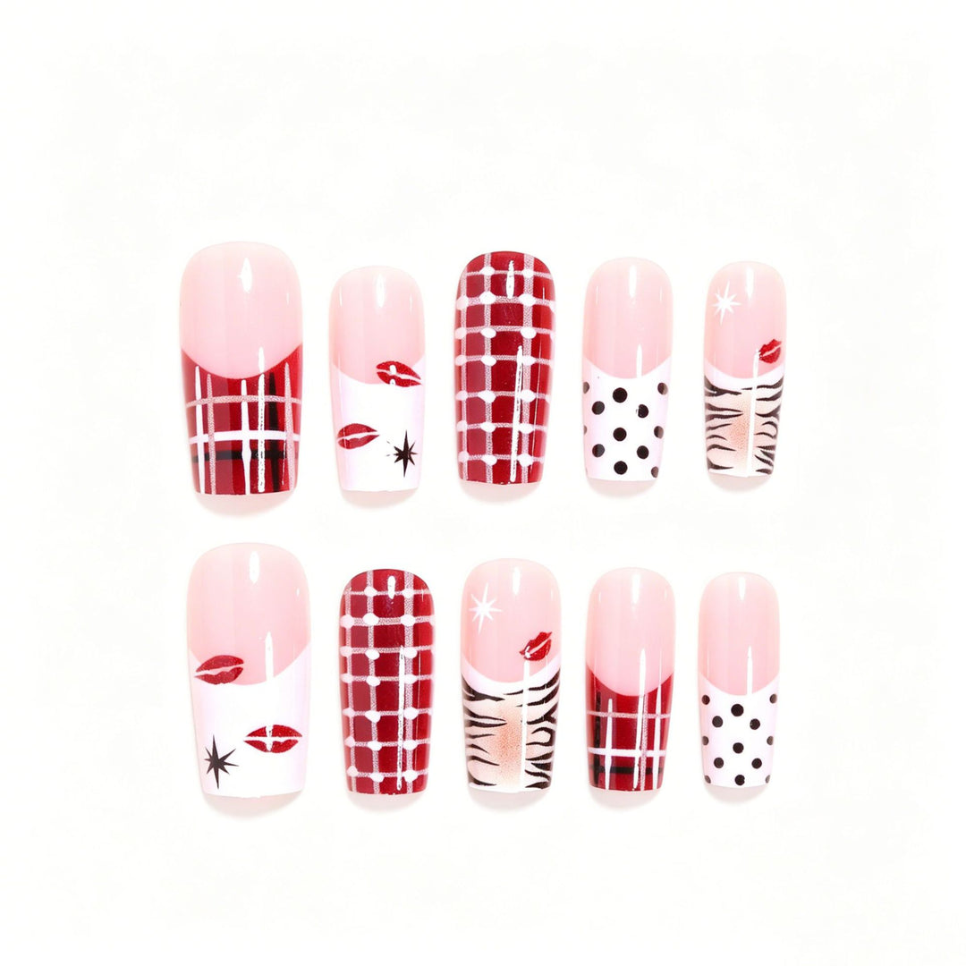 Artistic Press-On Nail Set with Unique Patterns Stornfield