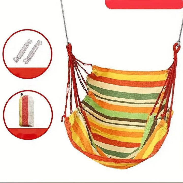 Hanging hammock chair with reinforced cotton canvas and integrated arm pockets Stornfield
