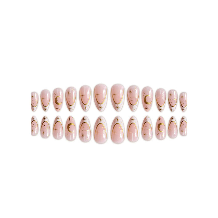 Artistic Stiletto Press-On Nail Design with Gold Accents Stornfield
