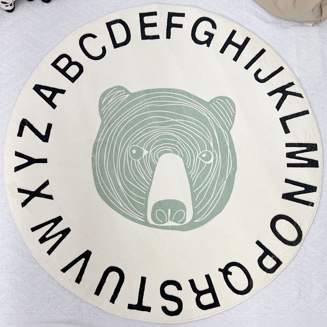 Round Educational Alphabet Play Rug with Sheep Illustration