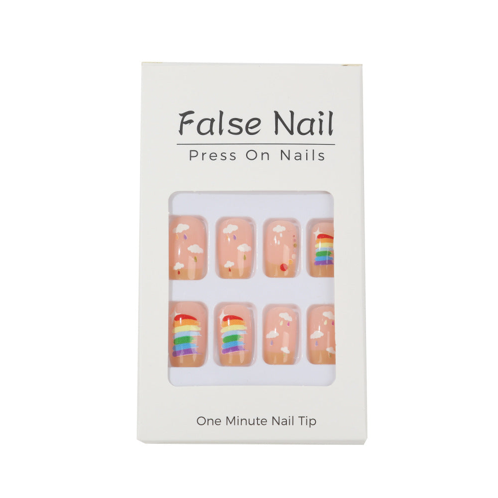 Creative Nail Art Set with Rainbow and Cloud Designs Stornfield