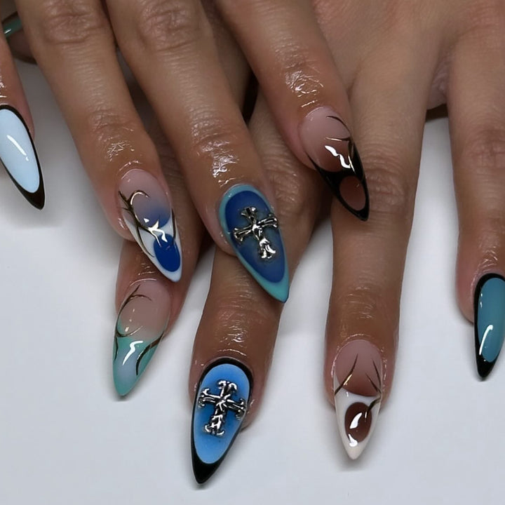 Artful stiletto nails with elegant design and 3D accents Stornfield