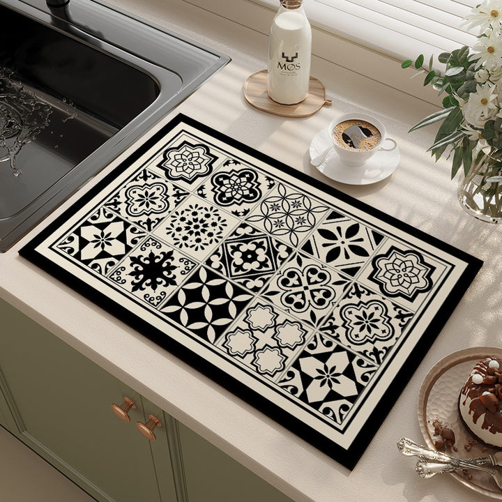 Elegant Floral Kitchen Mat
