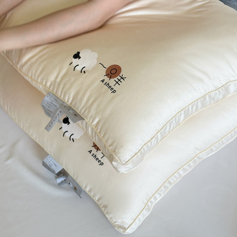 Decorative cushion with extra soft microfiber filling and sheep embroidery Stornfield