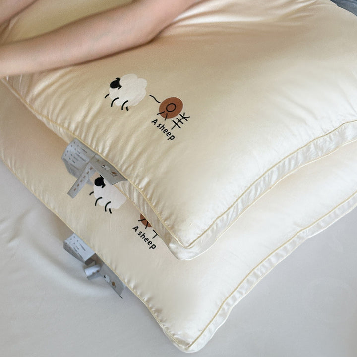Decorative cushion with extra soft microfiber filling and sheep embroidery Stornfield