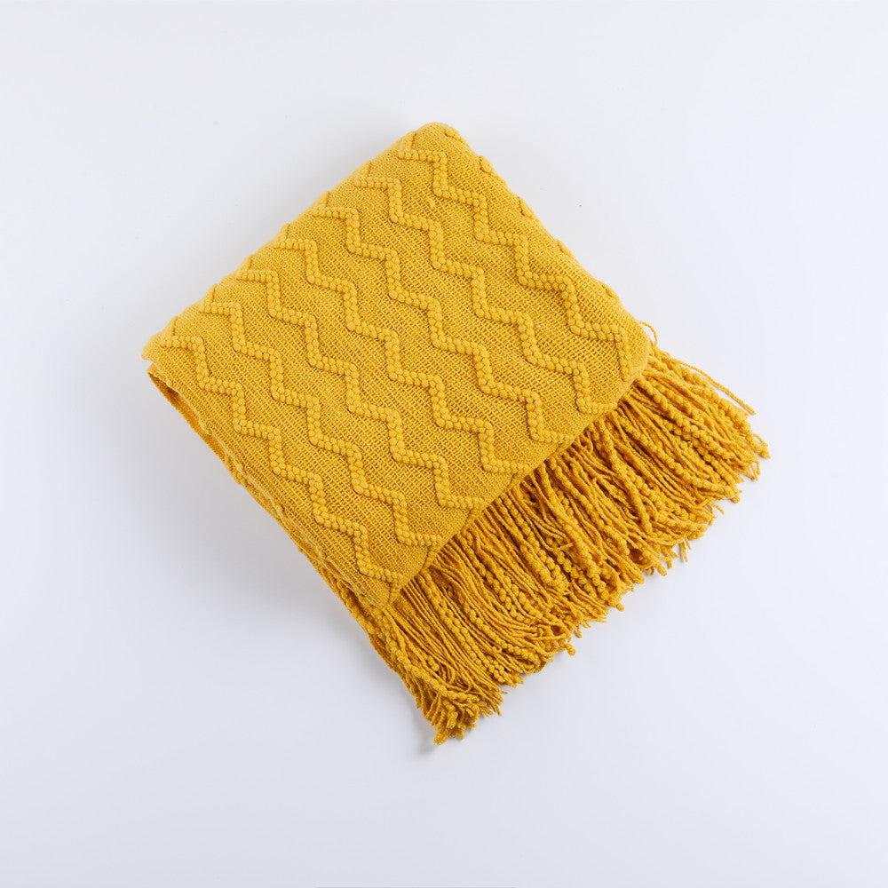 Women’s knitted blanket with textured wave pattern Stornfield