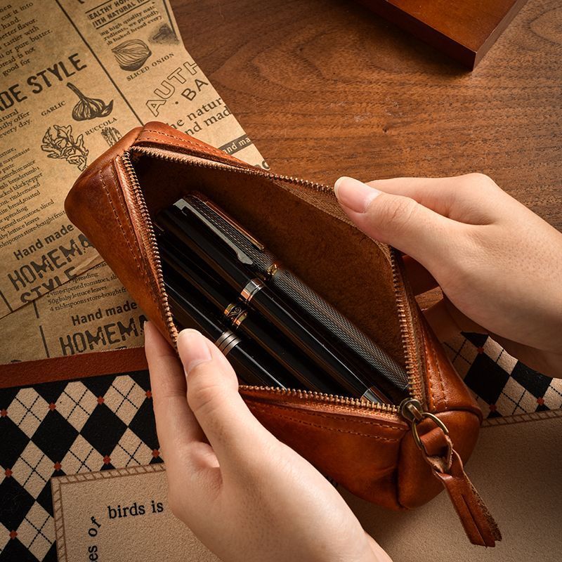 Textured Leather Pencil Case