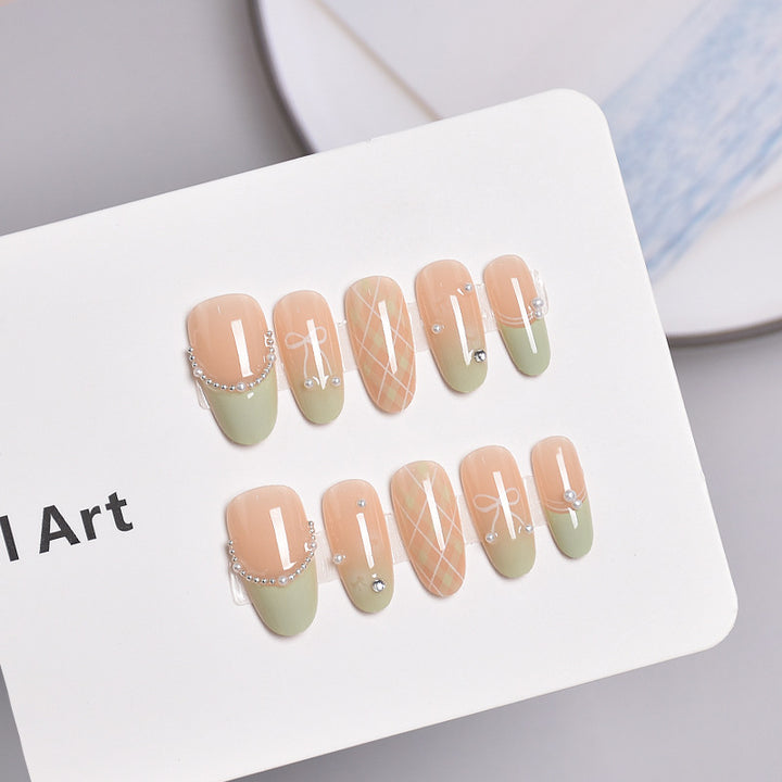 Artistic Press-On Nail Set with Decorative Patterns Stornfield