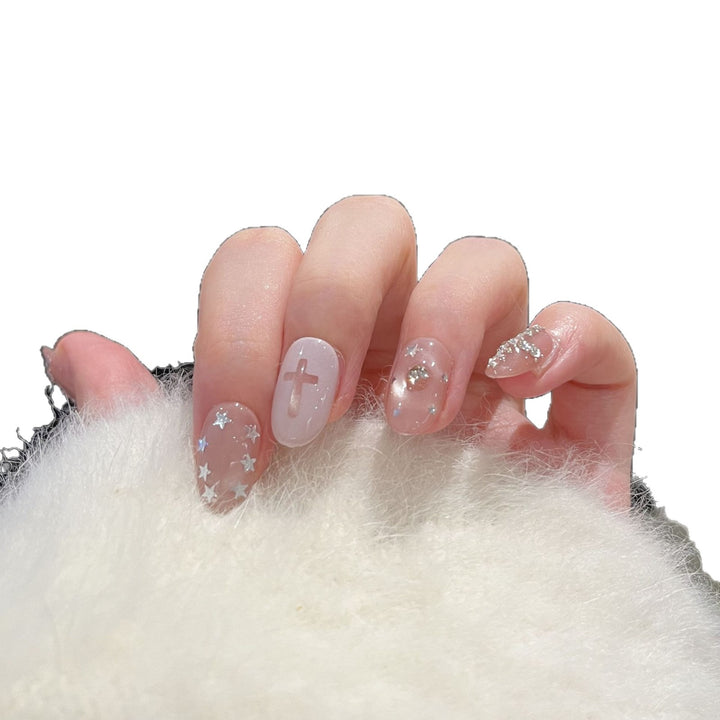 Artistic Glitter-Accent Press-On Nail Set Stornfield