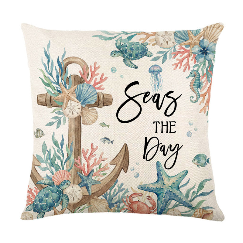 Nautical Coastal Decorative Throw Pillow with Home Sweet Home Print