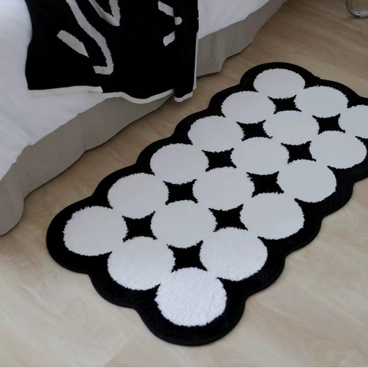 Sculpted Circle-Cluster Plush Anti-Slip Bath Runner Rug