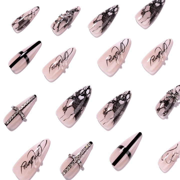 Artful stiletto nails with elegant embellishments Stornfield