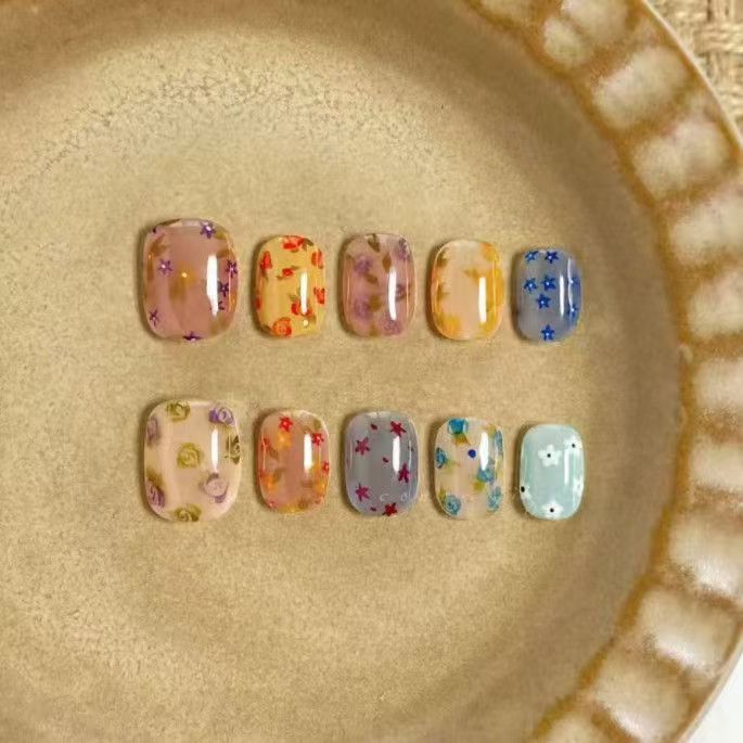 Artistic Coffee-Inspired Press-On Nail Art Set Stornfield
