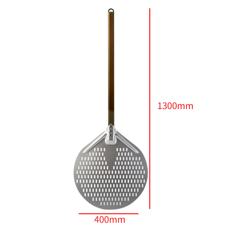 long wooden handled round aluminum pizza peel with reinforced neck Stornfield