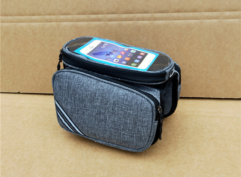 waterproof bike handlebar phone bag with touchscreen top and spacious dual compartment and reflective accents Stornfield
