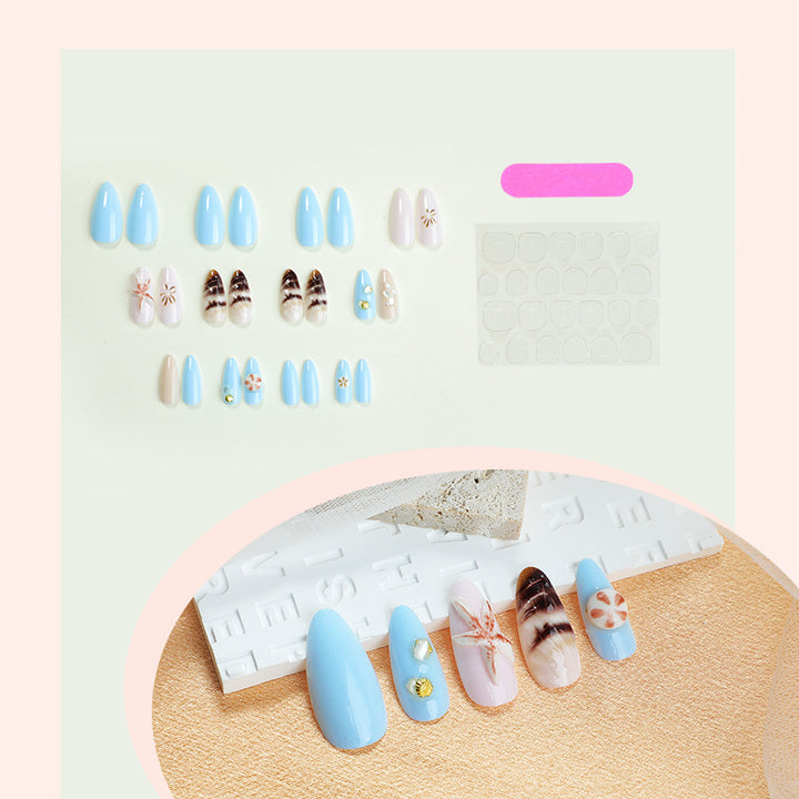 Decorative Press-On Nail Art Set with Coastal Theme Stornfield