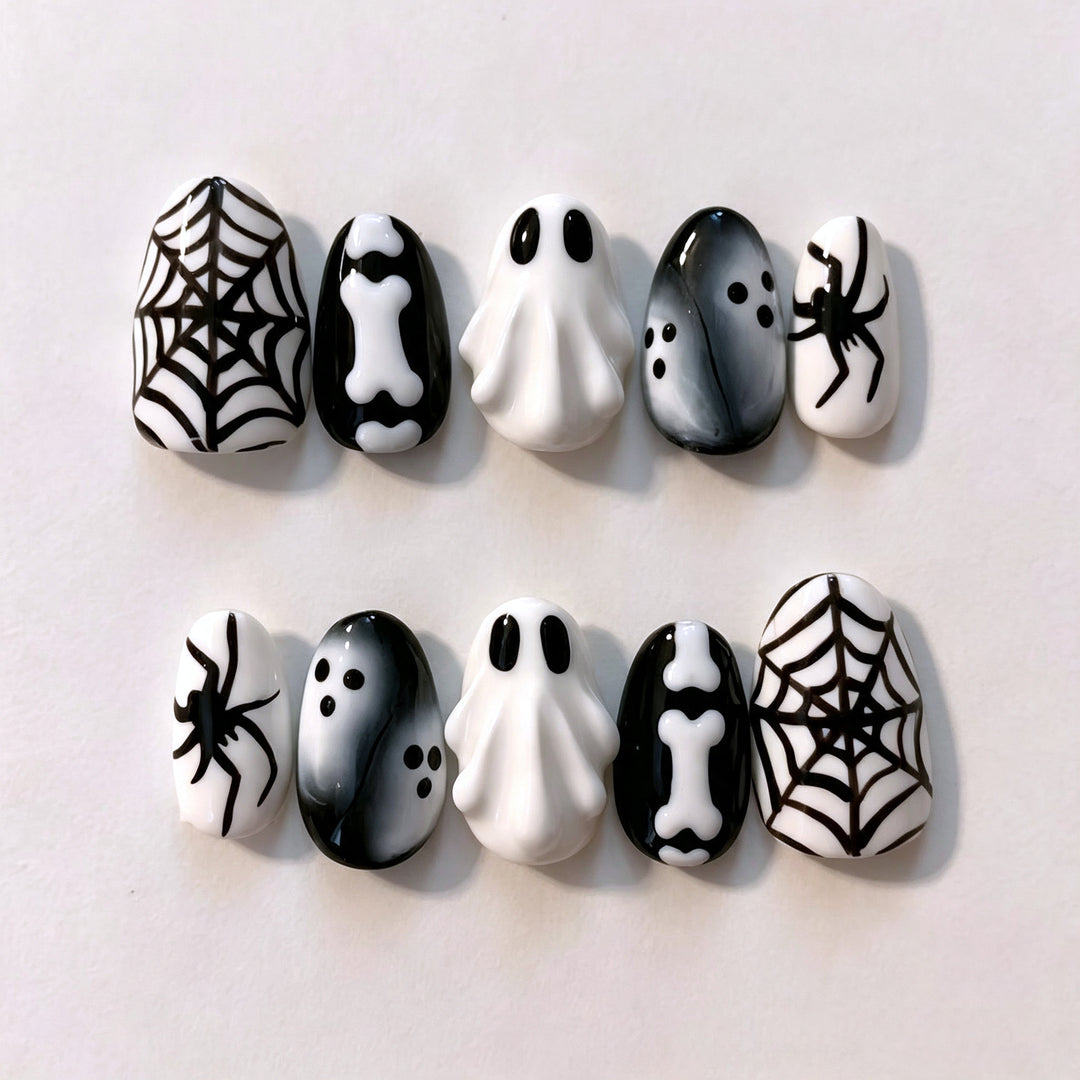 Gothic Halloween-Themed Press-On Nail Art Set