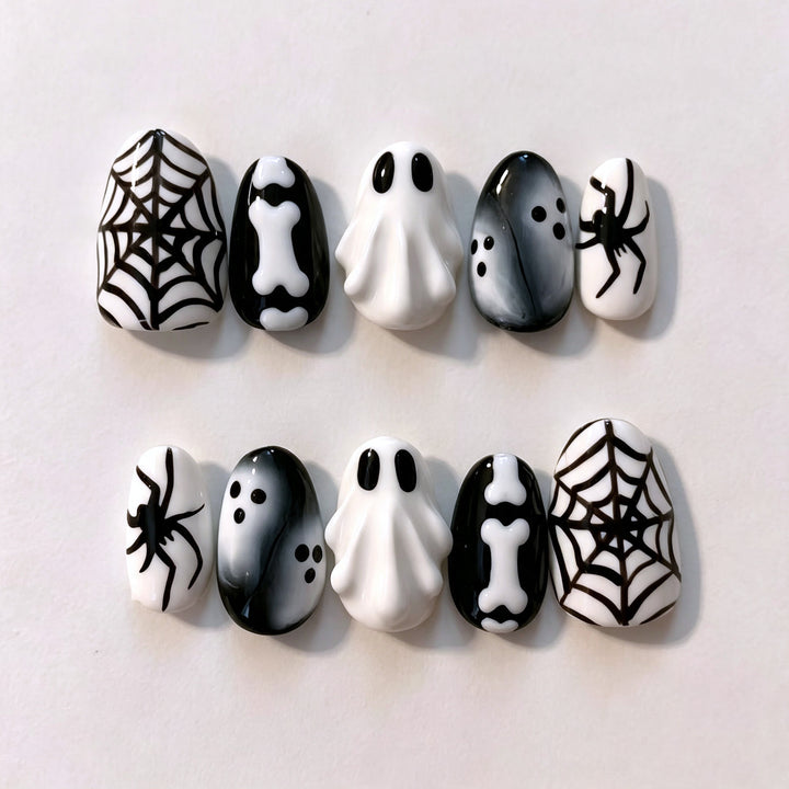 Gothic Halloween-Themed Press-On Nail Art Set