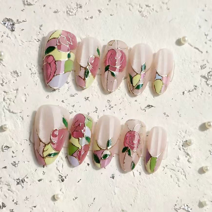 Floral Themed Press-On Nail Art Set Stornfield