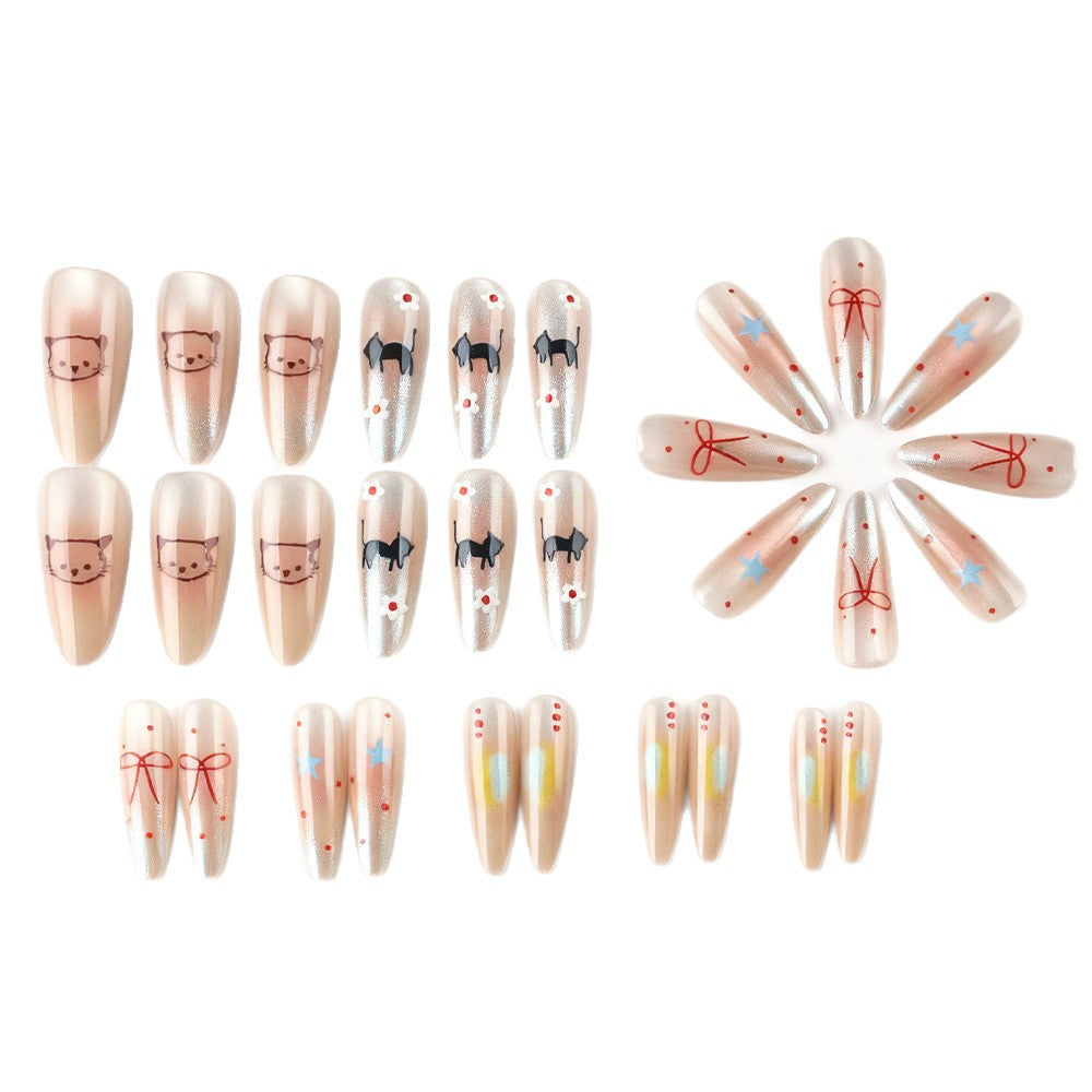 Whimsical Cat-Themed Press-On Nails Stornfield