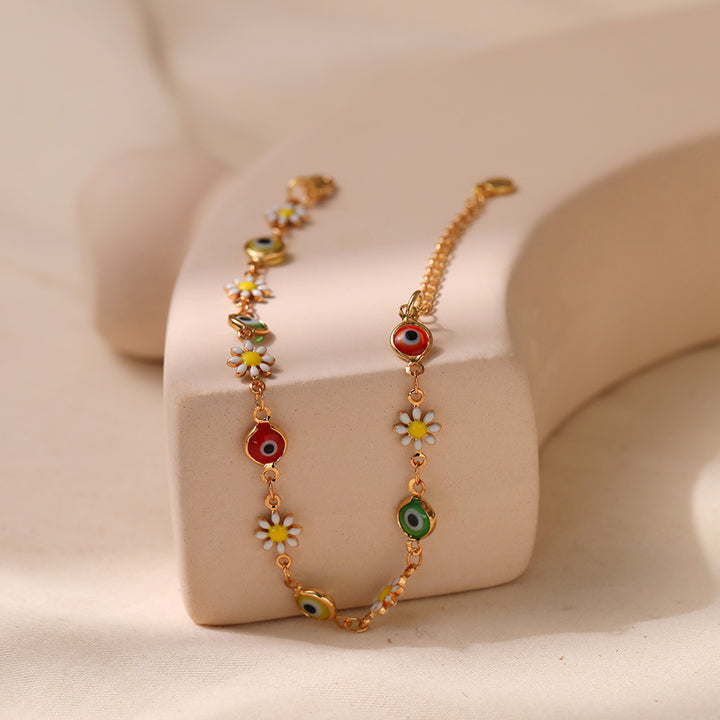 Floral Evil Eye Charm Anklet Stornfield