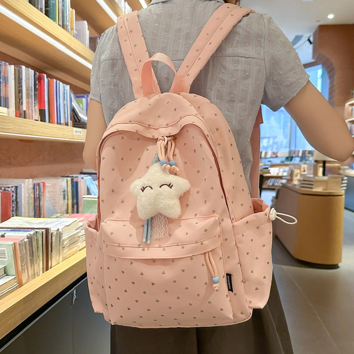 Playful Heart-Printed Backpack Stornfield
