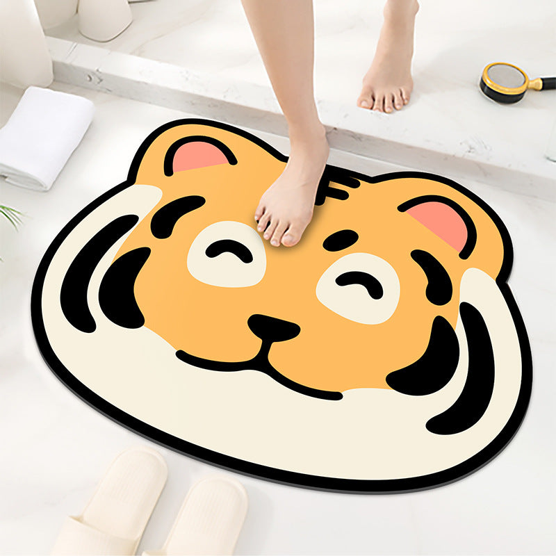 Cute Tiger Design Bath Mat for Bathroom